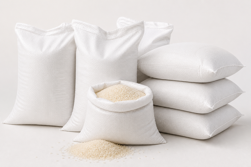 Unbranded bulk rice sacks